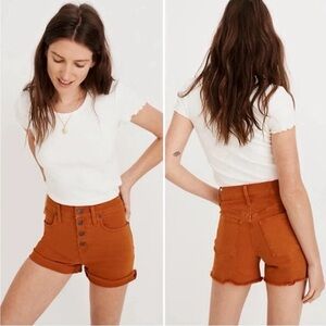Madewell Burnt Orange High-Rise Denim Shorts, Size 25